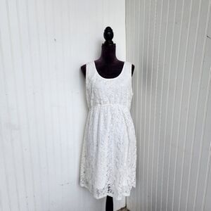 H&M MAMA Lace Stretch Sheath Dress Ivory White Sleeveless Maternity Sz XL